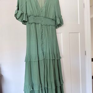 Women's Sage Green Tiered Maxi Dress - Boutique